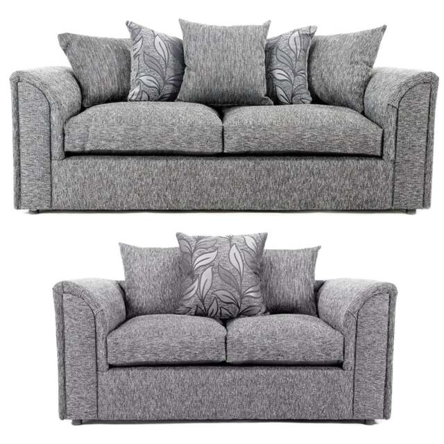 Rackhams Byron Dundee Chenille Fabric Sofa Suite - Silver - image 1