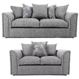 Rackhams Byron Dundee Chenille Fabric Sofa Suite - Silver - thumbnail 1