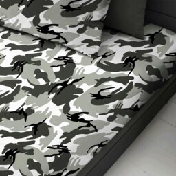 Rackhams Camouflage Cotton Blend Fitted Sheet - Grey - Single - thumbnail 1