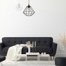 Rackhams Colin Black Pendant Lamp 1XE27 Hand Made Matt Black Cage Style Lamps Creating Industrial Chic - thumbnail 4