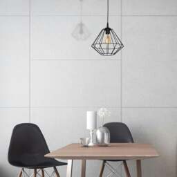Rackhams Colin Black Pendant Lamp 1XE27 Hand Made Matt Black Cage Style Lamps Creating Industrial Chic - thumbnail 1