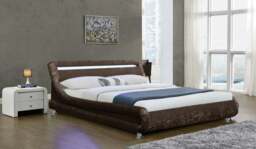 Rackhams Mallorca LED Crushed Velvet Bed Frame - Glamorous & Illuminated Comfort for Your Luxe Bedroom - Truffle - 4ft6 - thumbnail 4