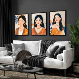 Rackhams Boho Wall Art Decor - Set of 3 Boho Women Wall art Prints - 20 x 30 in / 50 x 76 cm - Polyester Canvas 260 gsm - Canvas wrapped - thumbnail 4