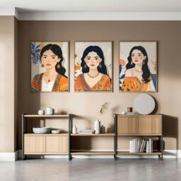 Rackhams Boho Wall Art Decor - Set of 3 Boho Women Wall art Prints - 20 x 30 in / 50 x 76 cm - Polyester Canvas 260 gsm - Canvas wrapped - thumbnail 6