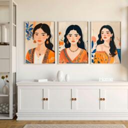 Rackhams Boho Wall Art Decor - Set of 3 Boho Women Wall art Prints - 20 x 30 in / 50 x 76 cm - Polyester Canvas 260 gsm - Canvas wrapped - thumbnail 5