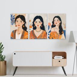 Rackhams Boho Wall Art Decor - Set of 3 Boho Women Wall art Prints - 20 x 30 in / 50 x 76 cm - Polyester Canvas 260 gsm - Canvas wrapped - thumbnail 3