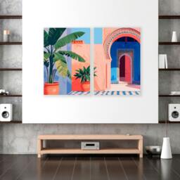 Rackhams Hallway Wall Decor - Set of 2 Moroccan Inspired Wall art Prints - 20 x 30 in / 50 x 76 cm - Satin Photo paper 280 gsm - Oak Frame - thumbnail 6