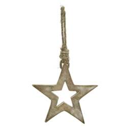 Rackhams Wooden Star Hanging Ornament - Brown/White - Brown/White - One Size - 100% Mixed - thumbnail 2