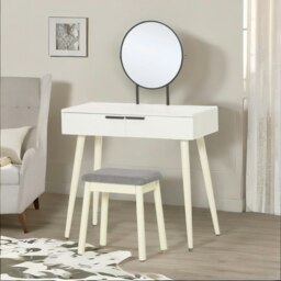 Rackhams Dressing Table With Mirror and Cushioned Stool White - thumbnail 6
