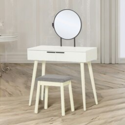 Rackhams Dressing Table With Mirror and Cushioned Stool White - thumbnail 5