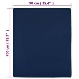 Rackhams Jersey Fitted Sheets 2 pcs Navy Blue 90x200 cm Cotton - thumbnail 4