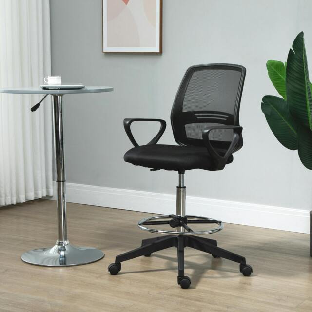 Rackhams Draughtsman Chair Tall Office Chair with Adjustable Height Grey - Black - image 1