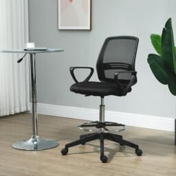 Rackhams Draughtsman Chair Tall Office Chair with Adjustable Height Grey - Black