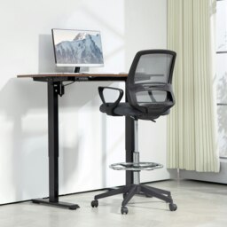 Rackhams Draughtsman Chair Tall Office Chair with Adjustable Height Grey - Black - thumbnail 2