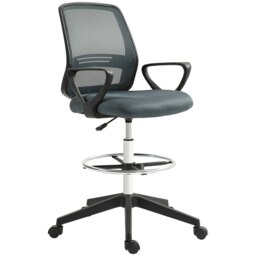 Rackhams Draughtsman Chair Tall Office Chair with Adjustable Height Grey - Black - thumbnail 3