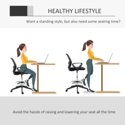 Rackhams Draughtsman Chair Tall Office Chair with Adjustable Height Grey - Black - thumbnail 1