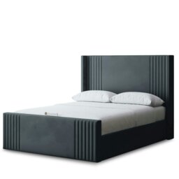 Rackhams Elara Divan Bed with Winged Panel Headboard - Grey (Steel) - Super King / 6ft - thumbnail 2