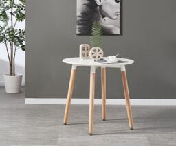 Rackhams 5PCs Dining Set - a Black Round Dining Table & Set of 4 White Lorenzo Tulip chairs with Padded Seat - Plastic - White - Dining Sets - thumbnail 4