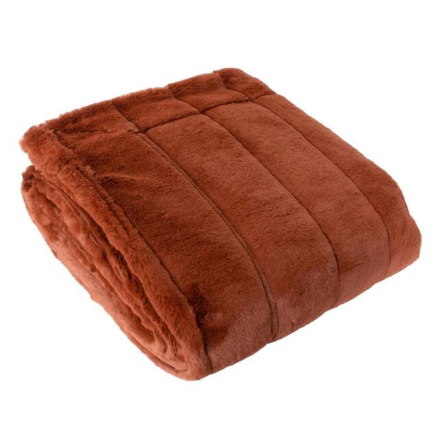 Rackhams Empress Faux Fur Throw - Rust - 140 x 200cm - Rust - 100% Polyester - image 1
