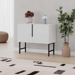 Rackhams Modern Tona Console Cabinet w/Soft-Close 2 Doors Sideboard Black Metal Legs 88(W)cm - Sandstone - thumbnail 5