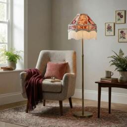 Rackhams Vintage Victorian Style Floral Pendant Shade in Burgundy Red Fabric - thumbnail 6