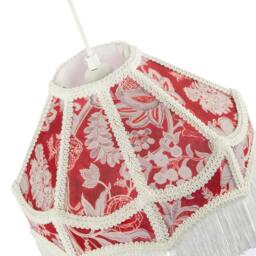 Rackhams Vintage Victorian Style Floral Pendant Shade in Burgundy Red Fabric - thumbnail 3