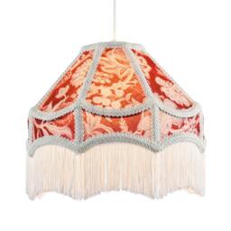 Rackhams Vintage Victorian Style Floral Pendant Shade in Burgundy Red Fabric - thumbnail 2