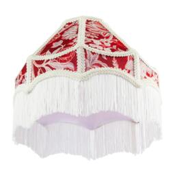 Rackhams Vintage Victorian Style Floral Pendant Shade in Burgundy Red Fabric - thumbnail 4