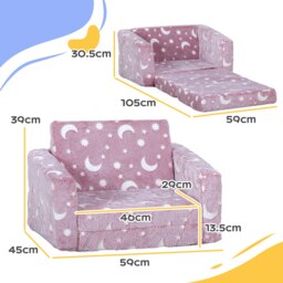 Rackhams 2 in 1 Kids Folding Bed with Glow in The Dark Cosmic Design, Pink - thumbnail 3