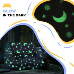 Rackhams 2 in 1 Kids Folding Bed with Glow in The Dark Cosmic Design, Pink - thumbnail 4