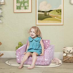 Rackhams 2 in 1 Kids Folding Bed with Glow in The Dark Cosmic Design, Pink - thumbnail 1