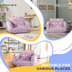 Rackhams 2 in 1 Kids Folding Bed with Glow in The Dark Cosmic Design, Pink - thumbnail 5