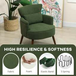 Rackhams Armchair with Padded Seat and Backrest for Living Room - Green - thumbnail 5