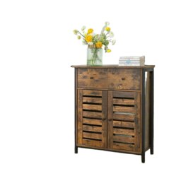 Rackhams Rustic Floor Cabinet with Drawer & Louvered Doors – Freestanding Storage Unit for Hallway or Bedroom - thumbnail 6