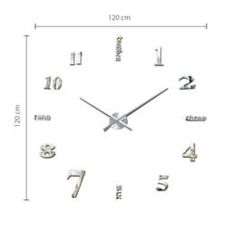 Rackhams WC2057 - Luxury DIY Wall Clock - Silver Acrylic Arabic and English Numbers - thumbnail 4
