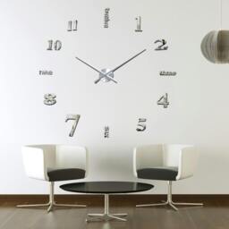 Rackhams WC2057 - Luxury DIY Wall Clock - Silver Acrylic Arabic and English Numbers - thumbnail 2