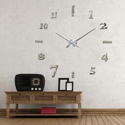 Rackhams WC2057 - Luxury DIY Wall Clock - Silver Acrylic Arabic and English Numbers - thumbnail 3
