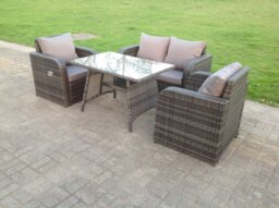 Rackhams PE Rattan Garden Furniture Set Adjustable Chair Sofa Double Love Seat 2 Seater Sofa Oblong Rectangular Dining Table - thumbnail 2