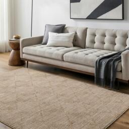 Rackhams Masterpiece-Modern Beige Brown Graphic Fringe Rug - 200 x 290 cm - thumbnail 1