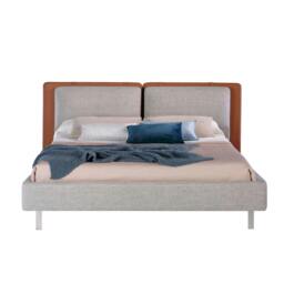 Rackhams Brown Leatherette Bed With Gray Fabric 7123 - thumbnail 2