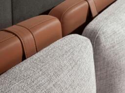 Rackhams Brown Leatherette Bed With Gray Fabric 7123 - thumbnail 5
