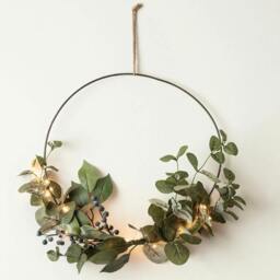 Rackhams Eucalyptus Christmas Half Wreath Micro Light Bundle - H35 x W35cm
