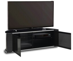 "Rackhams Sirius 1200 Remote Friendly Beam Thru Glass Door Gloss Black with Black Front Profiles up to 55"" LCD/Plasma/LED Cabinet TV Stand" - thumbnail 5
