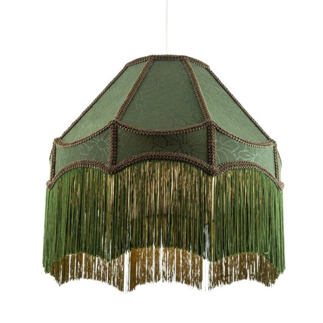 Rackhams Classic Forest Green Floral Jacquard Victorian Empire Pendant Shade - image 1