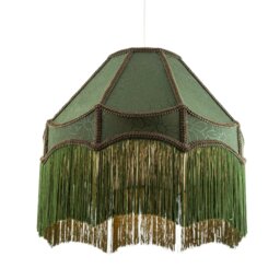 Rackhams Classic Forest Green Floral Jacquard Victorian Empire Pendant Shade - thumbnail 1
