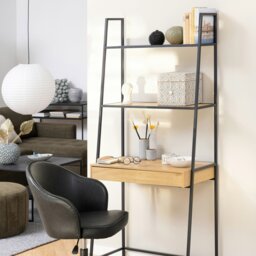 Rackhams Seaford Bookcase with 1 Drawer in Black and Oak - 1 - Black and Natural - Wood - thumbnail 6