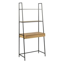 Rackhams Seaford Bookcase with 1 Drawer in Black and Oak - 1 - Black and Natural - Wood
