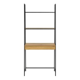 Rackhams Seaford Bookcase with 1 Drawer in Black and Oak - 1 - Black and Natural - Wood - thumbnail 2