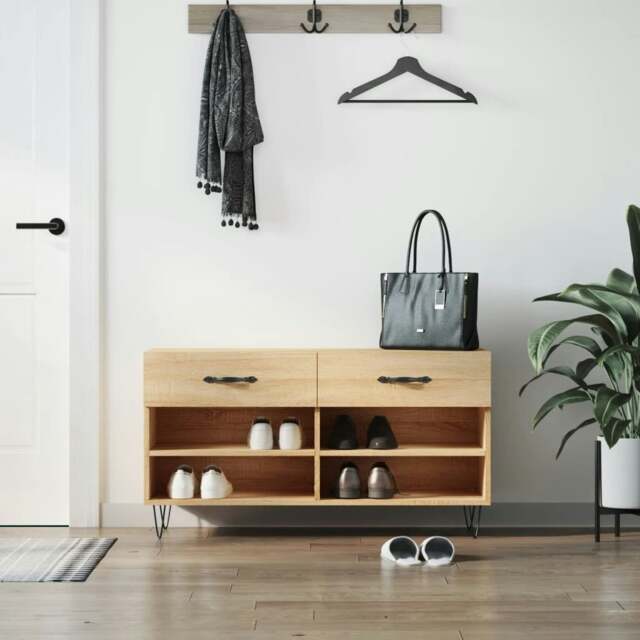 Rackhams Shoe Bench Sonoma Oak 102x35x55 cm Engineered Wood