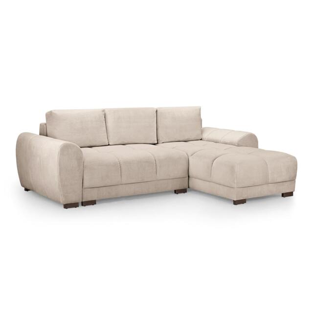 Rackhams Zura Plush Velvet Large 3 Seater L Shaped Universal Corner Sofa Bed - Mocha - image 1